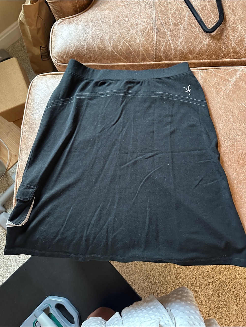ibex Black A-Line Skirt with Contrast Topstitching